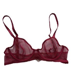 Stella McCartney dark red underwire mesh see through bra size 32B